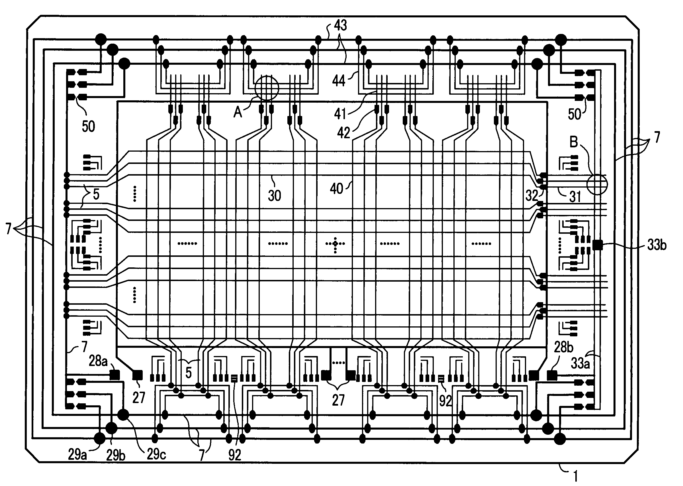 Active matrix type display device having antistatic lines used as repair lines