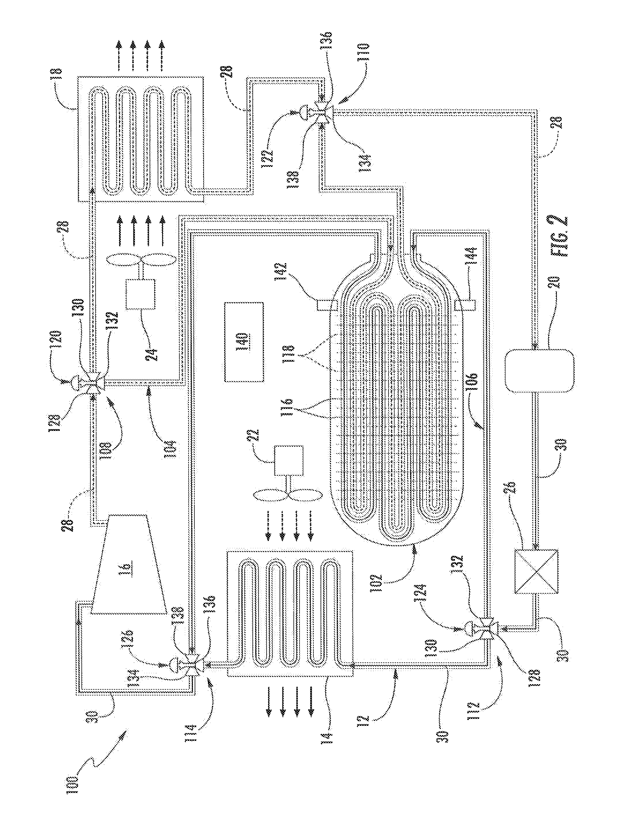 Heating and cooling system for an on-board gas absorbent storage vessel