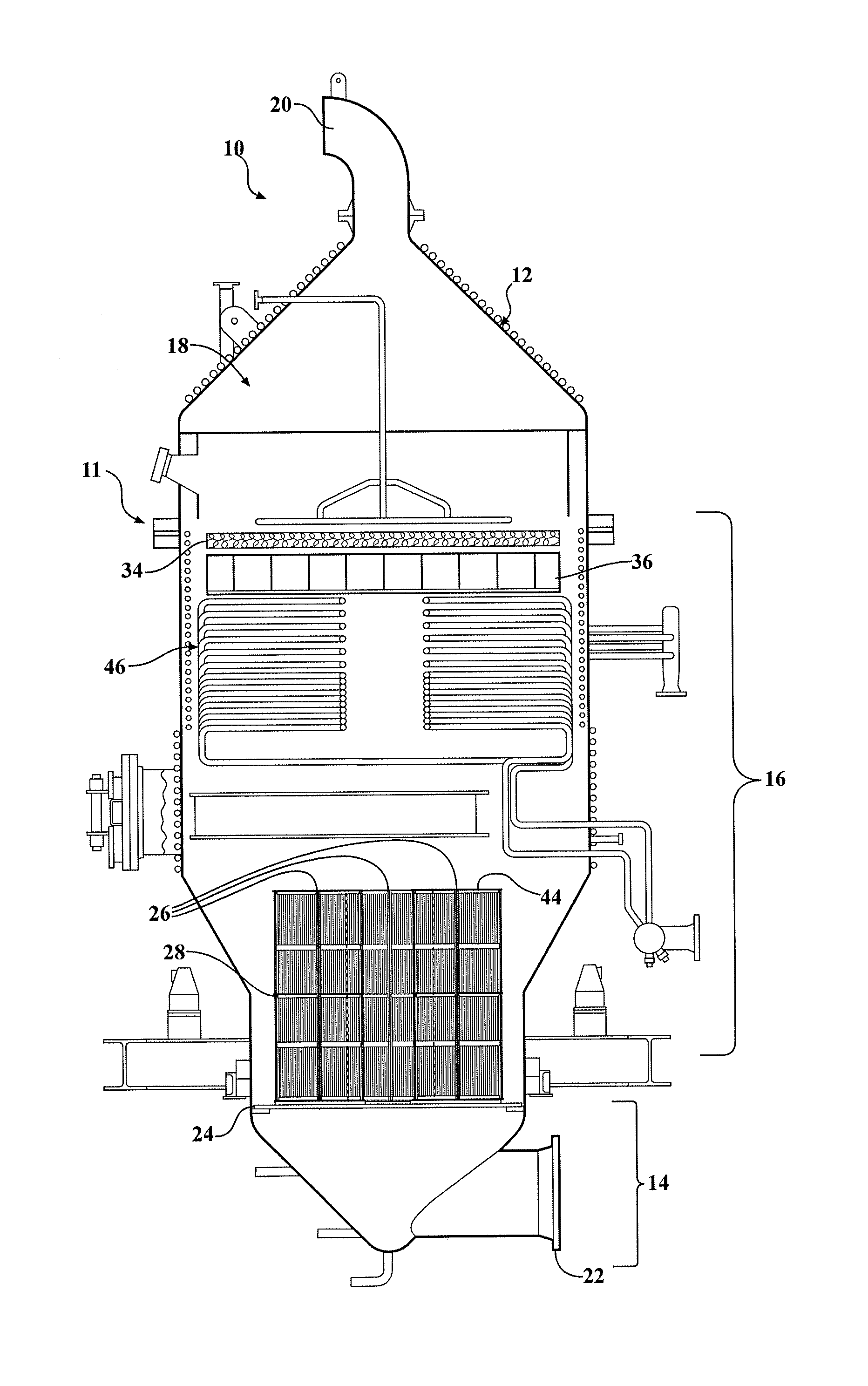 Ammonia Oxidation Reactor With Internal Filter Element