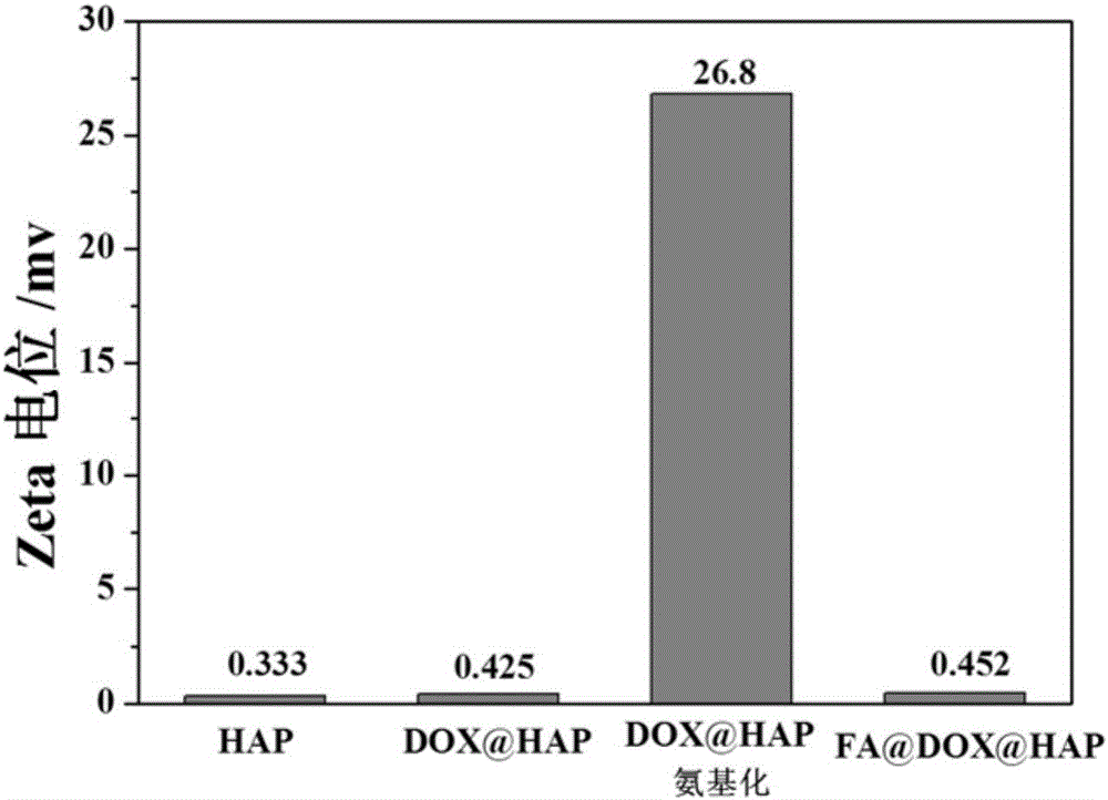 Folate-modified medicine-carrying hydroxylapatite and preparation method thereof