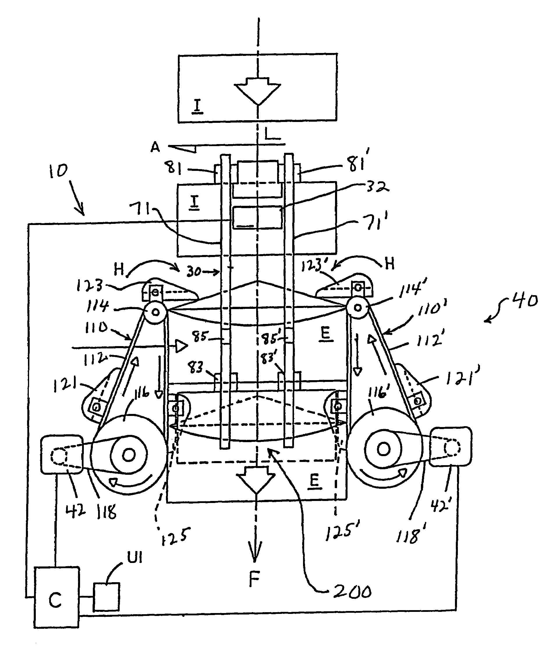 Inserting apparatus and method with controlled, master cycle speed-dependent actuator operations