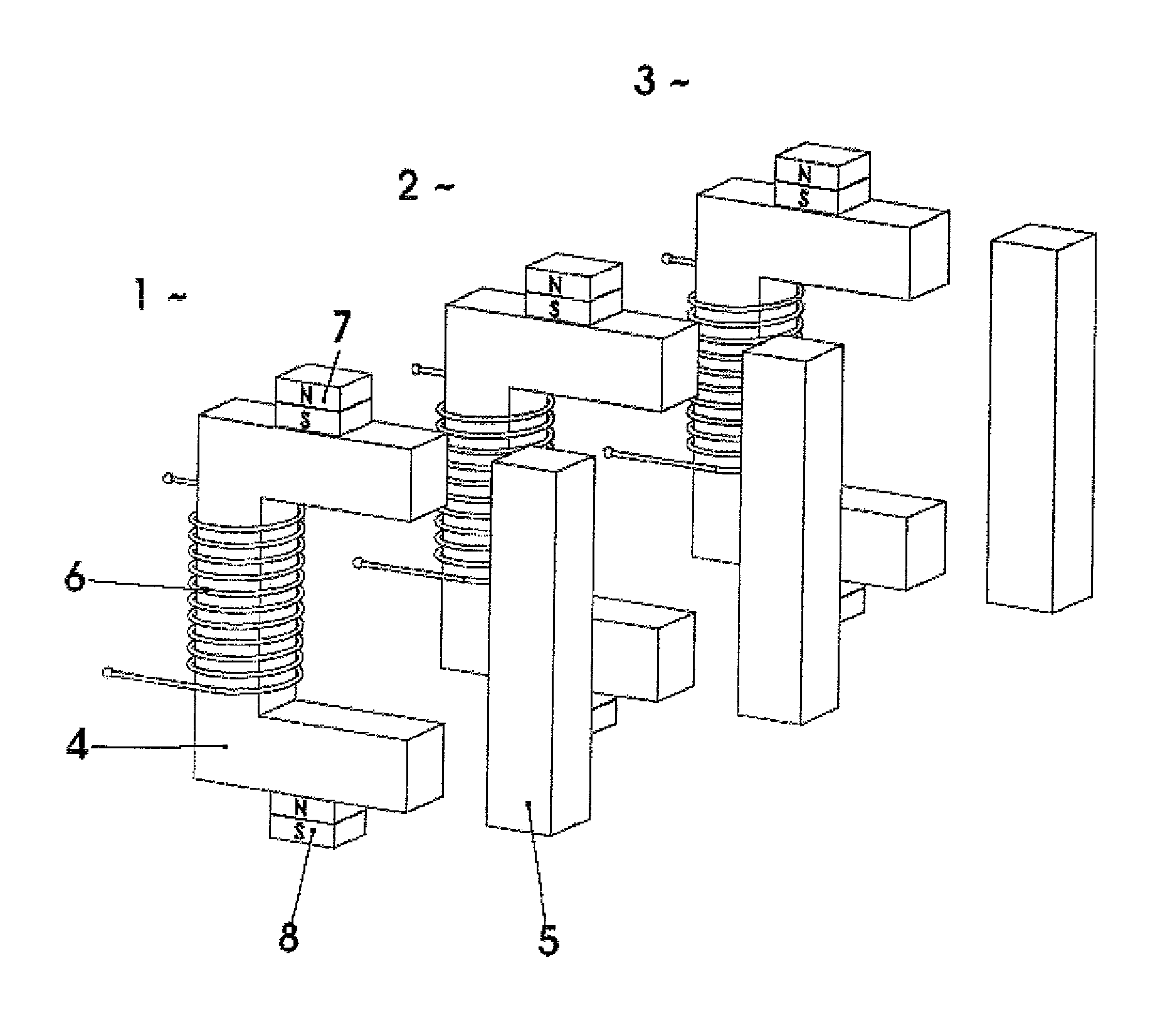 Arrangement of stringed solenoid drives