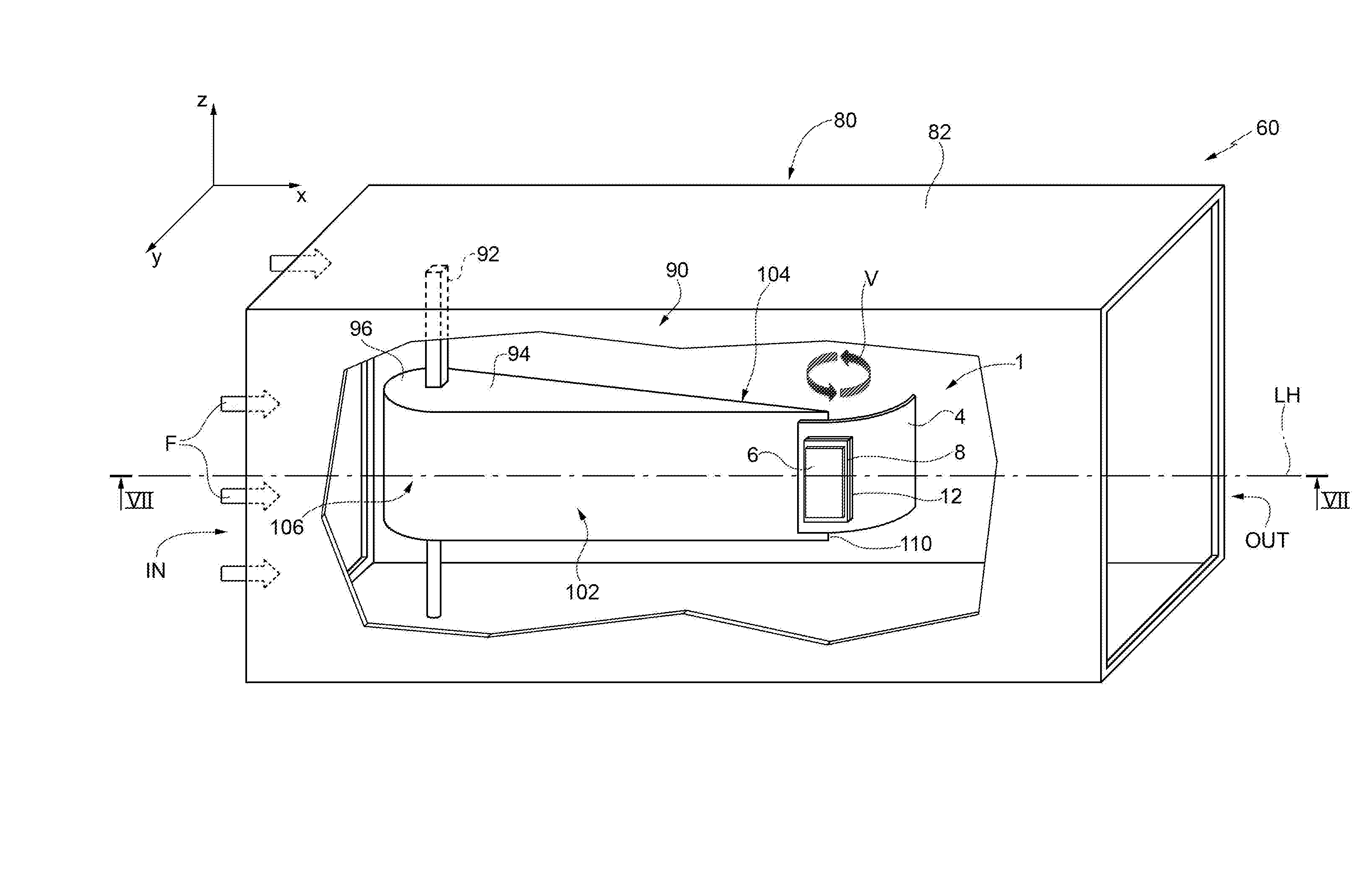 Device for harvesting energy from a fluidic flow including a thin film of piezoelectric material