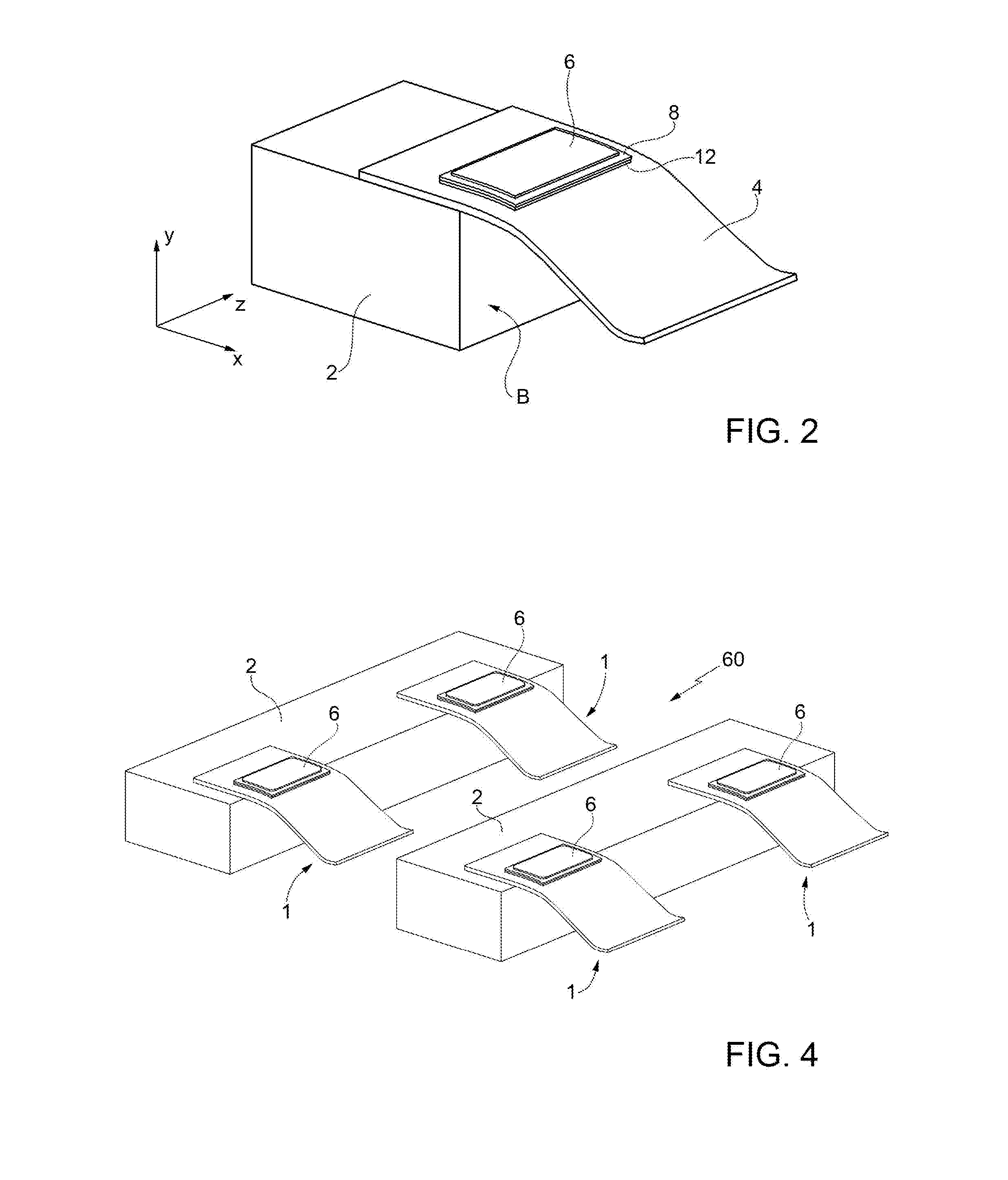 Device for harvesting energy from a fluidic flow including a thin film of piezoelectric material