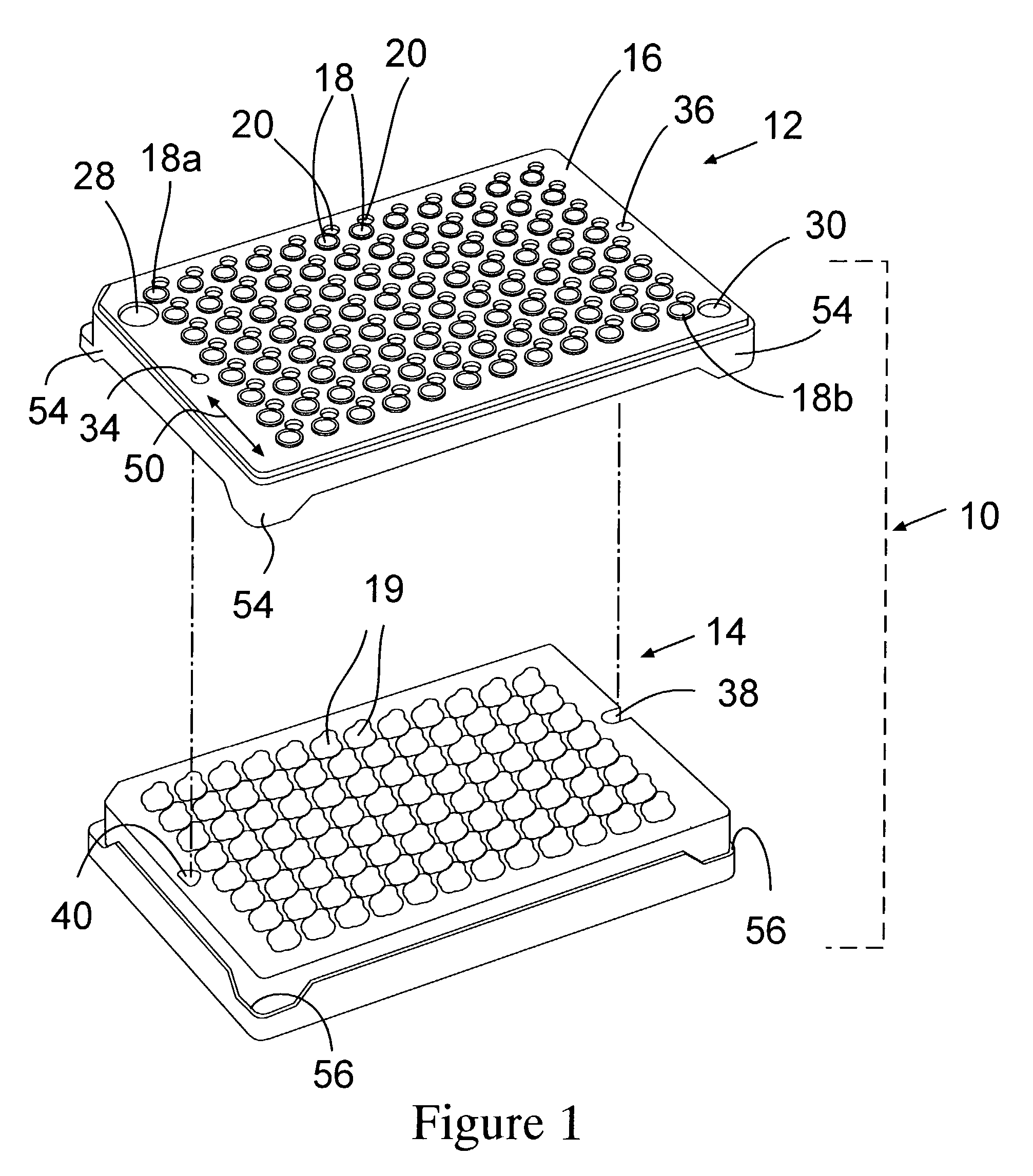 Positioning pins for multiwell test apparatus