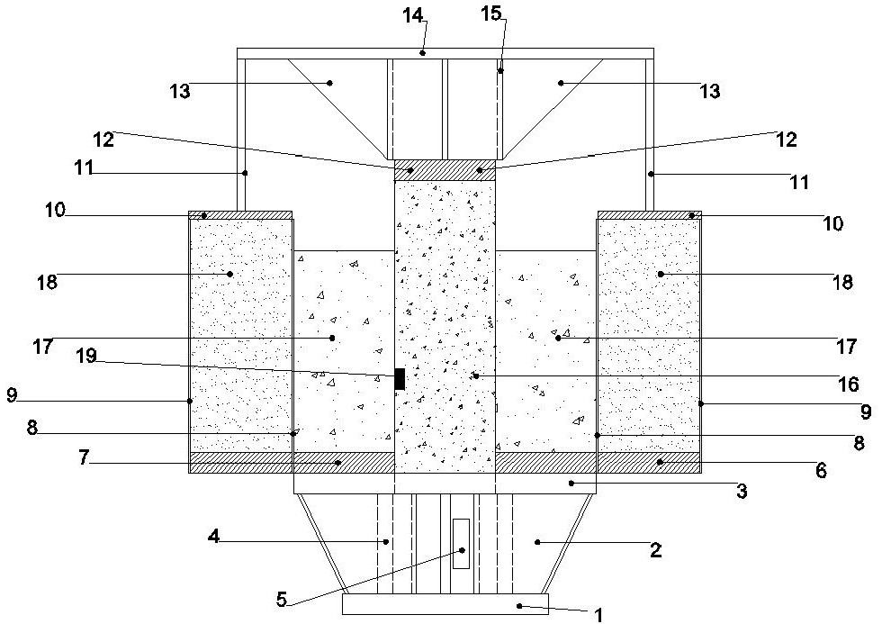 Component for detecting strength of expanded pile and detection method