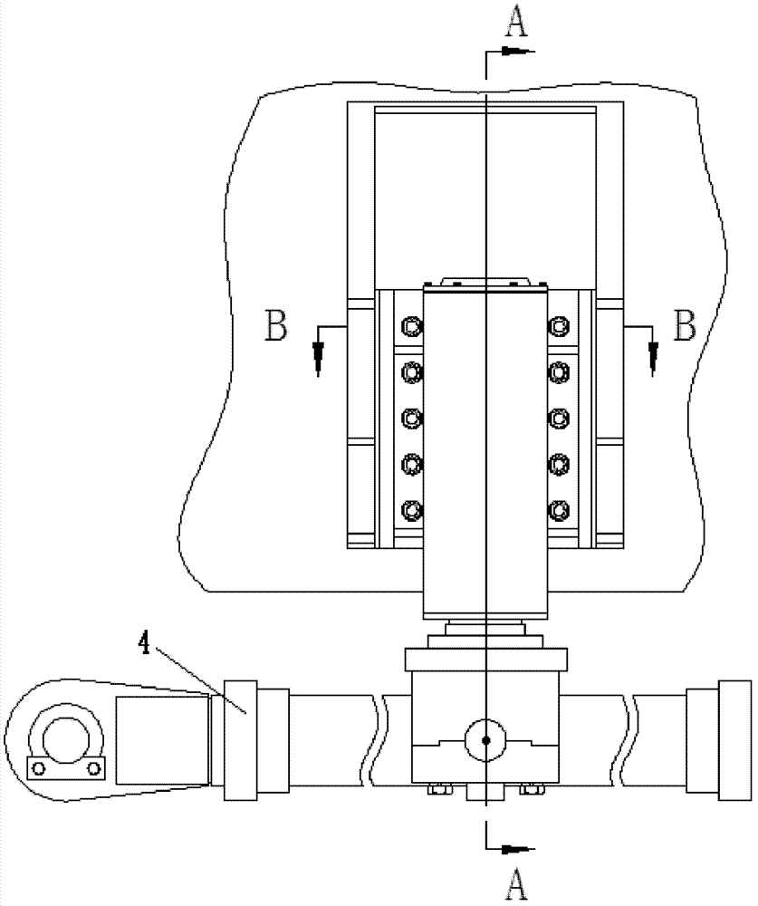 Connecting base structure of hydraulic cylinder of material rake of material taking machine