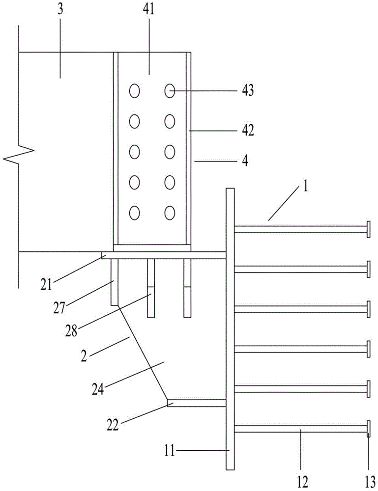 A connection structure of a tower crane support beam