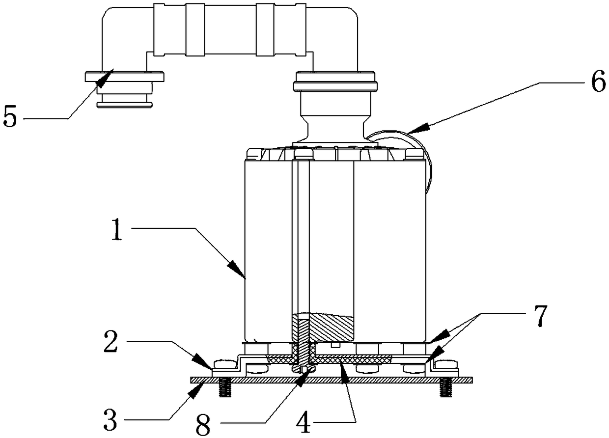 Direct-current water pump installation structure of central gas water heater
