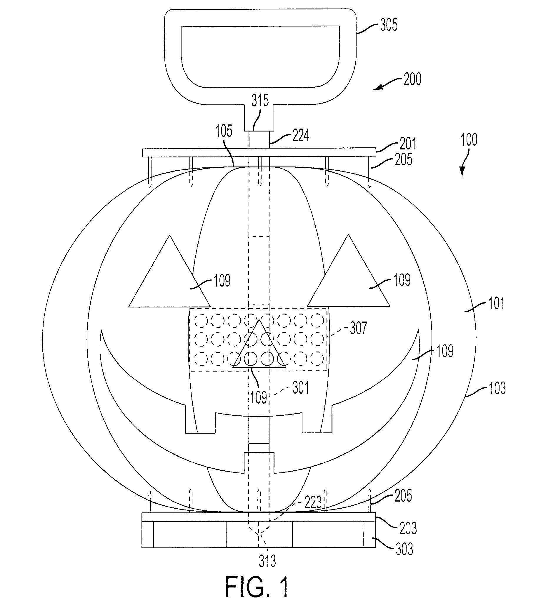 Device for allowing hand transport of a jack-o-lantern