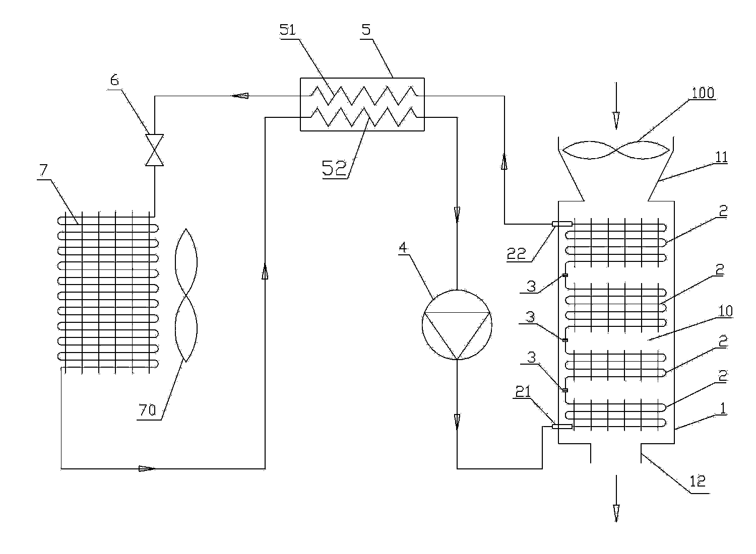 Transcritical CO2 heat pump air heating system and air cooling device