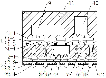 3D connected fan-out type packaging structure and process method therefor