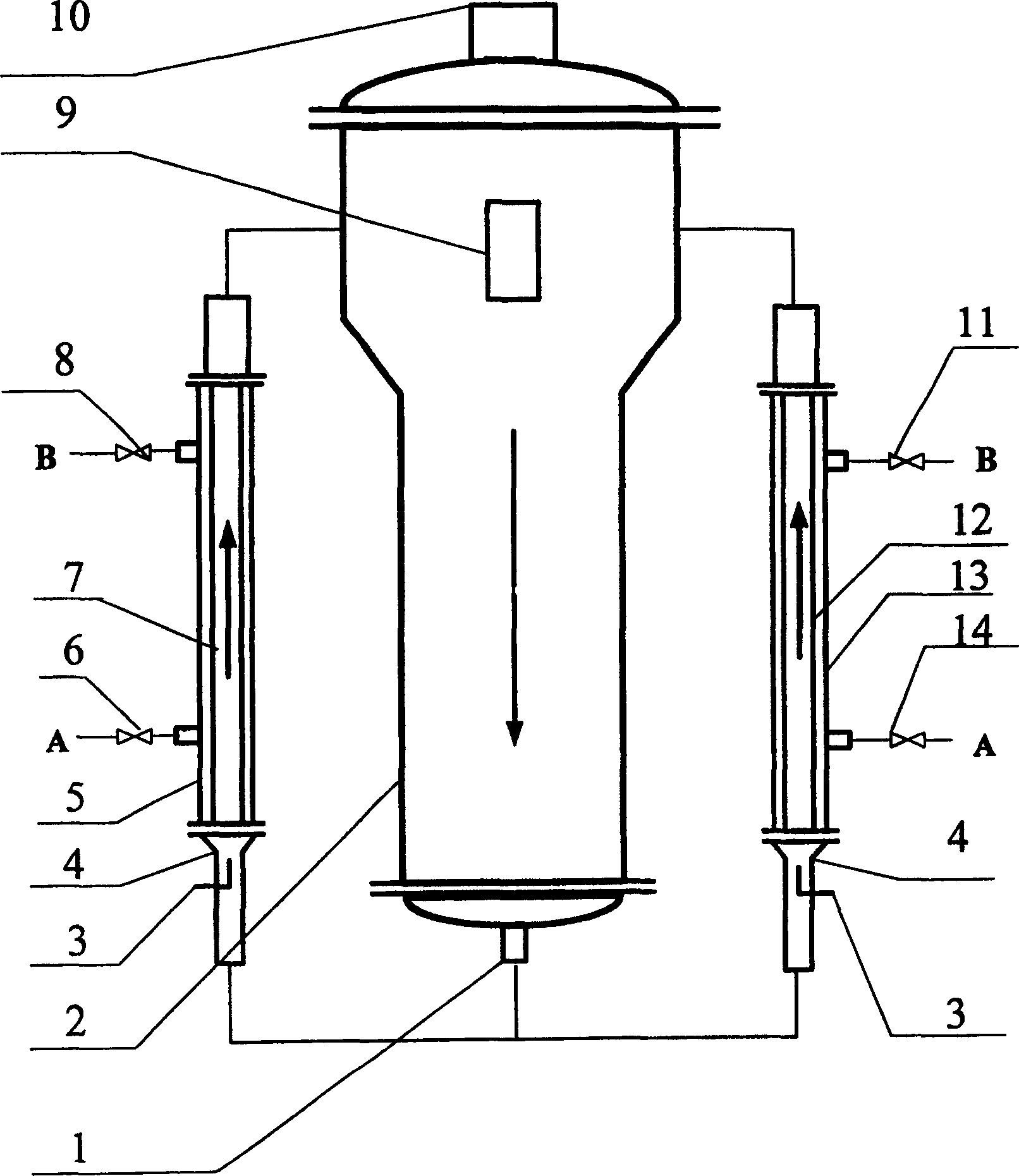 Outside circulation gas lift type membrane reactor