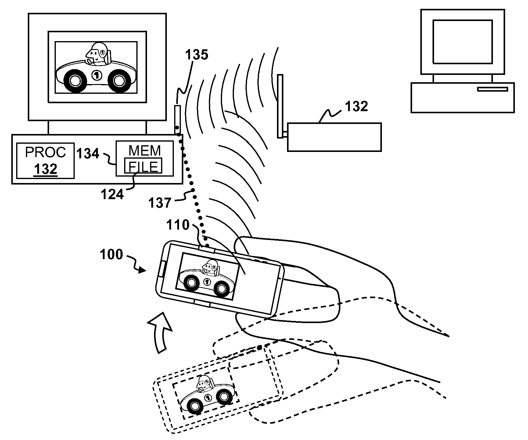 Data transfer using hand-held device