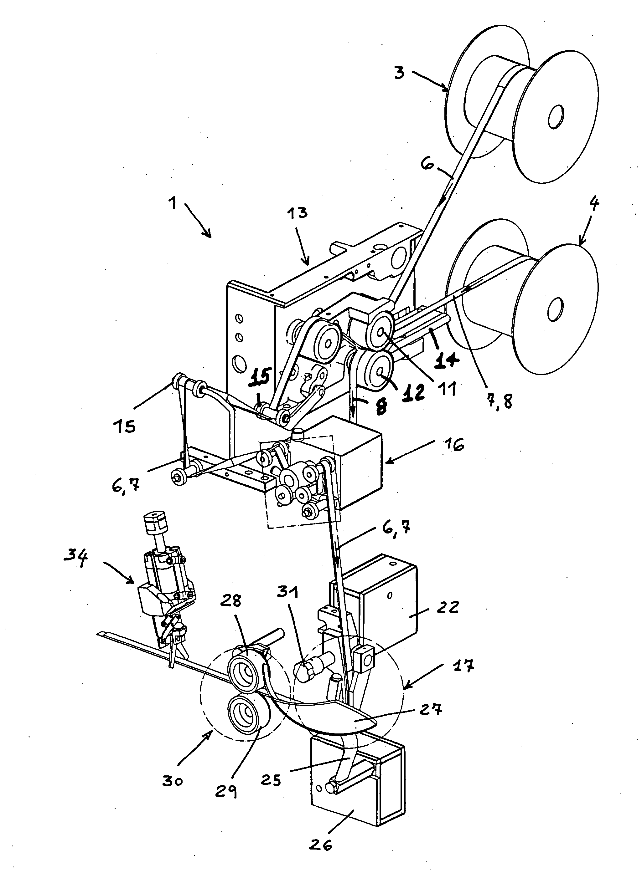 Apparatus for seamless applying to a bra a casing for housing a bra-cup supporting element