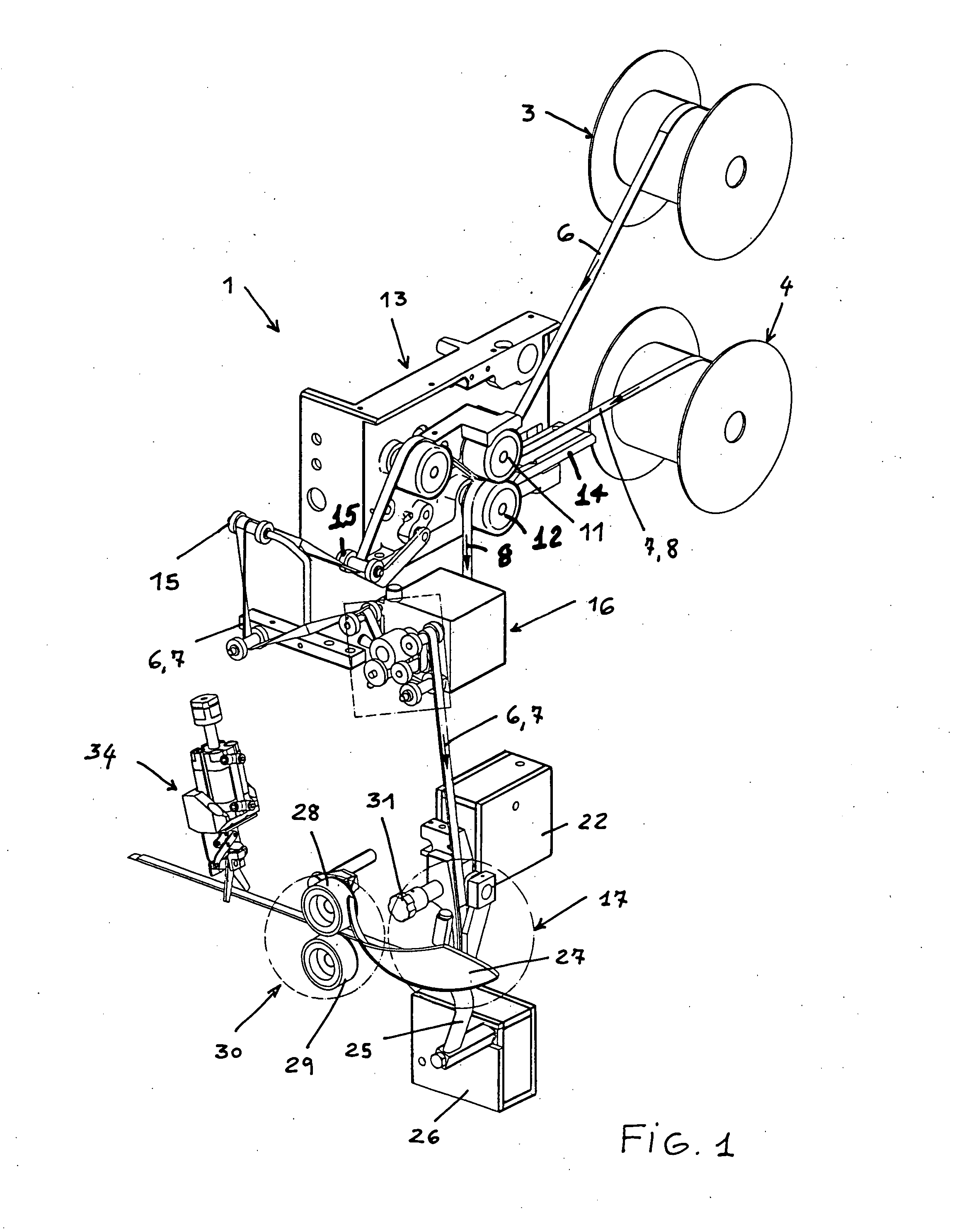 Apparatus for seamless applying to a bra a casing for housing a bra-cup supporting element