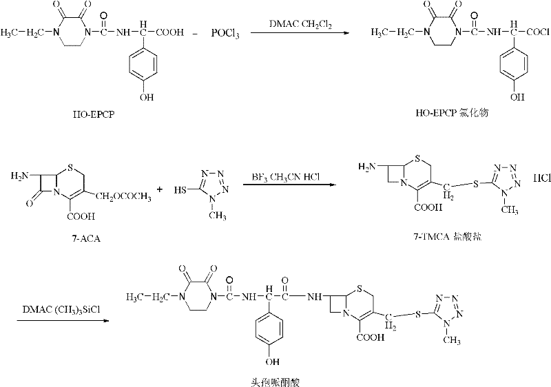 Synthesis method of cefoperazone acid