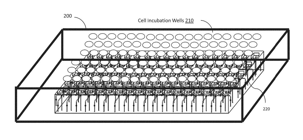 Cap arrangements providing per-well fluidics and gas exchange for advanced microplate, microarray, and microtiter technologies