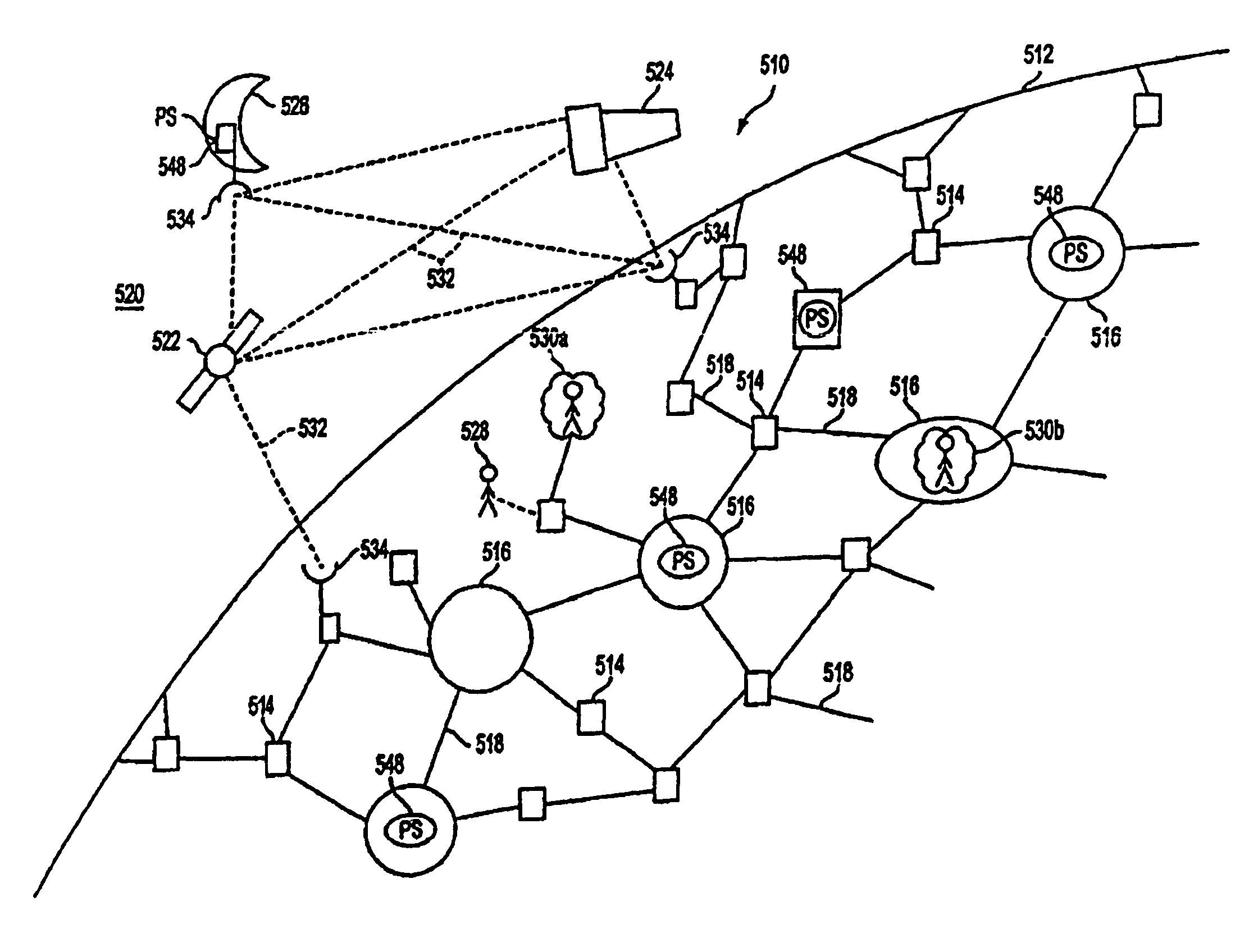 TCP/IP protocol network with satellite nodes