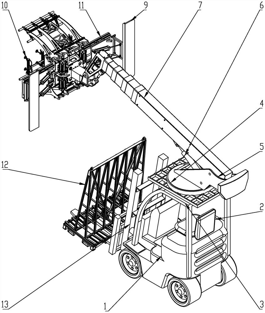 Moving vehicle for loading, placing and supporting building platy objects