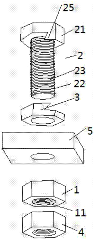 Nut fastening assembly for self-fastening bolt