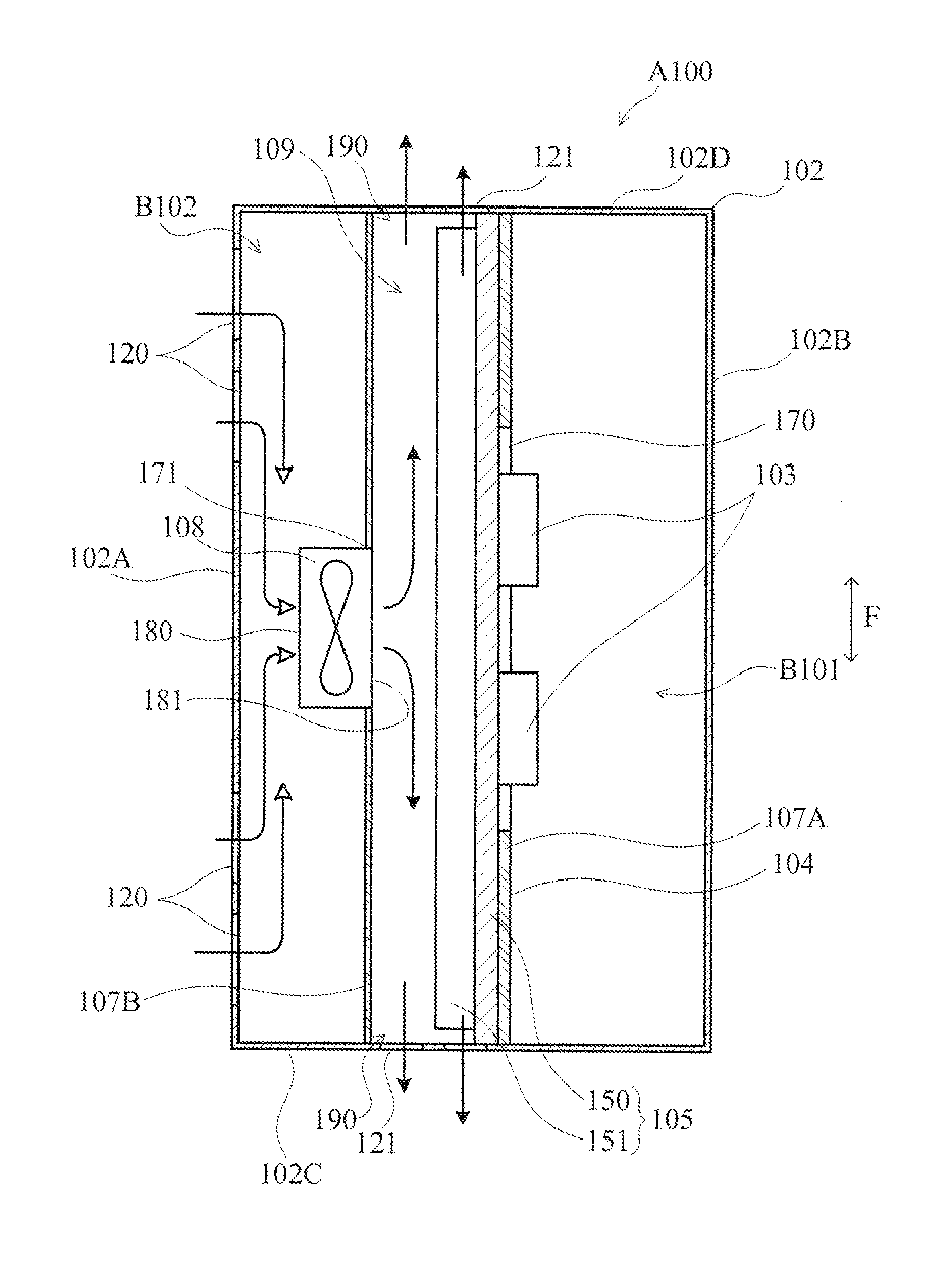 Power supply apparatus including fan for air cooling
