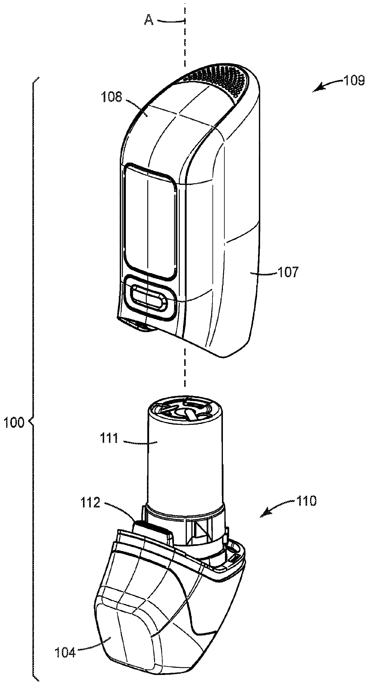 Medicinal inhaler comprising a lockout override mechanism