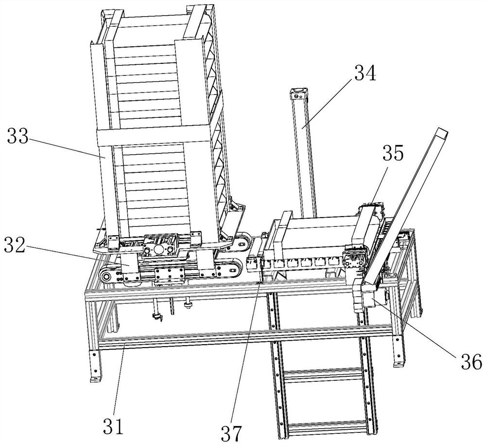 Automatic production line from ferrite pressing to furnace feeding and implementation method of automatic production line