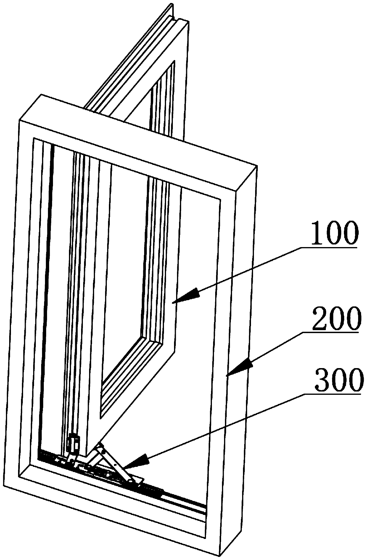 Hinge and door and window assembly