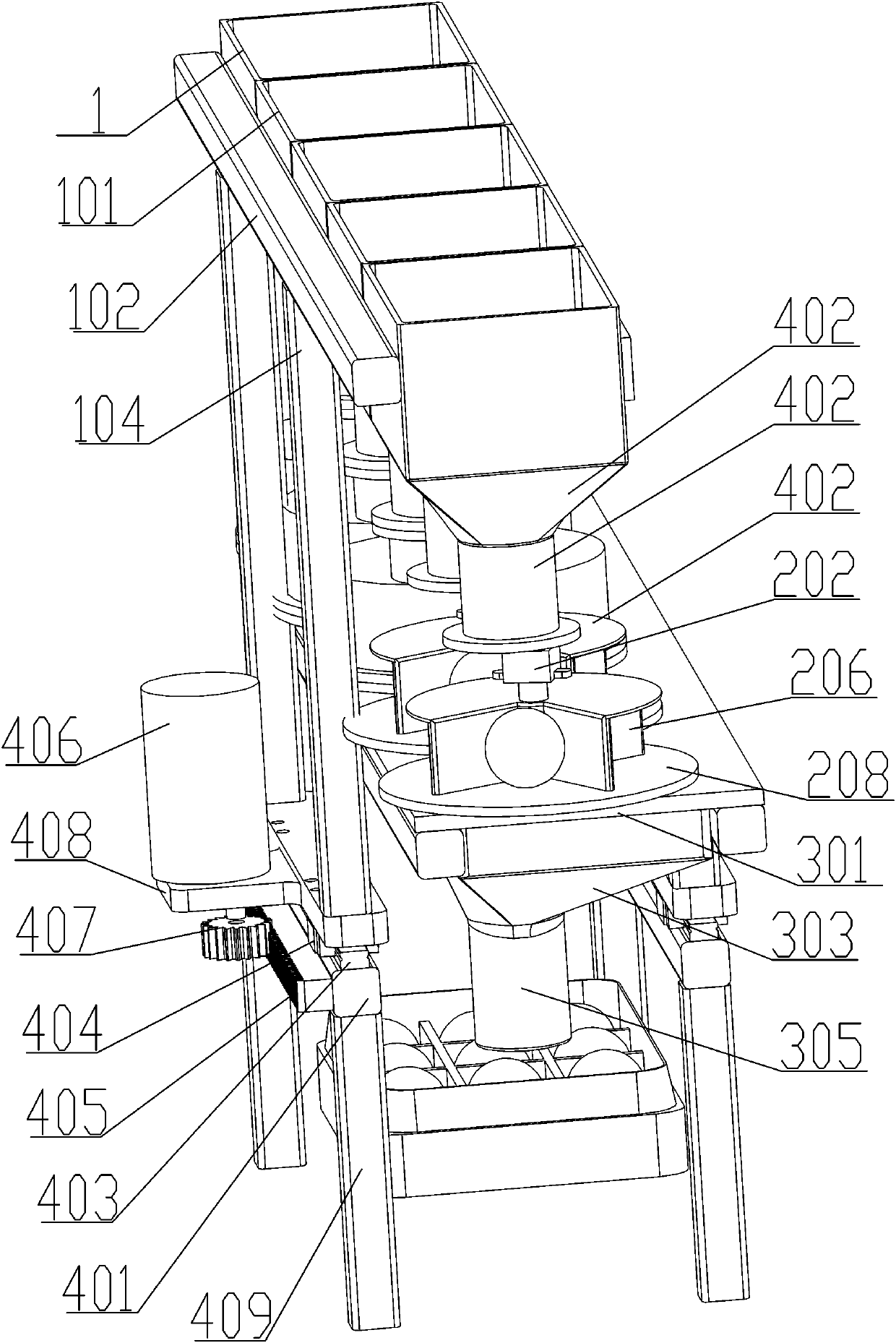 Automatic fruit package discharging mechanism and operation method