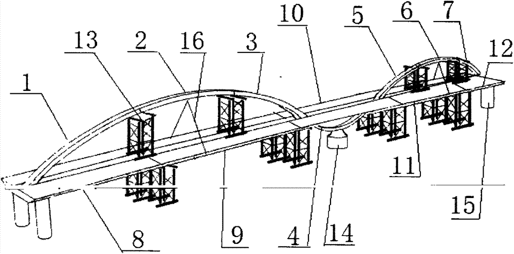 Arched beam combination bridge lifting construction method