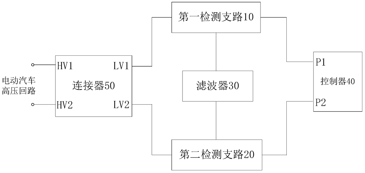 Electric vehicle and its high and low voltage interlock detection circuit and interlock signal detection method