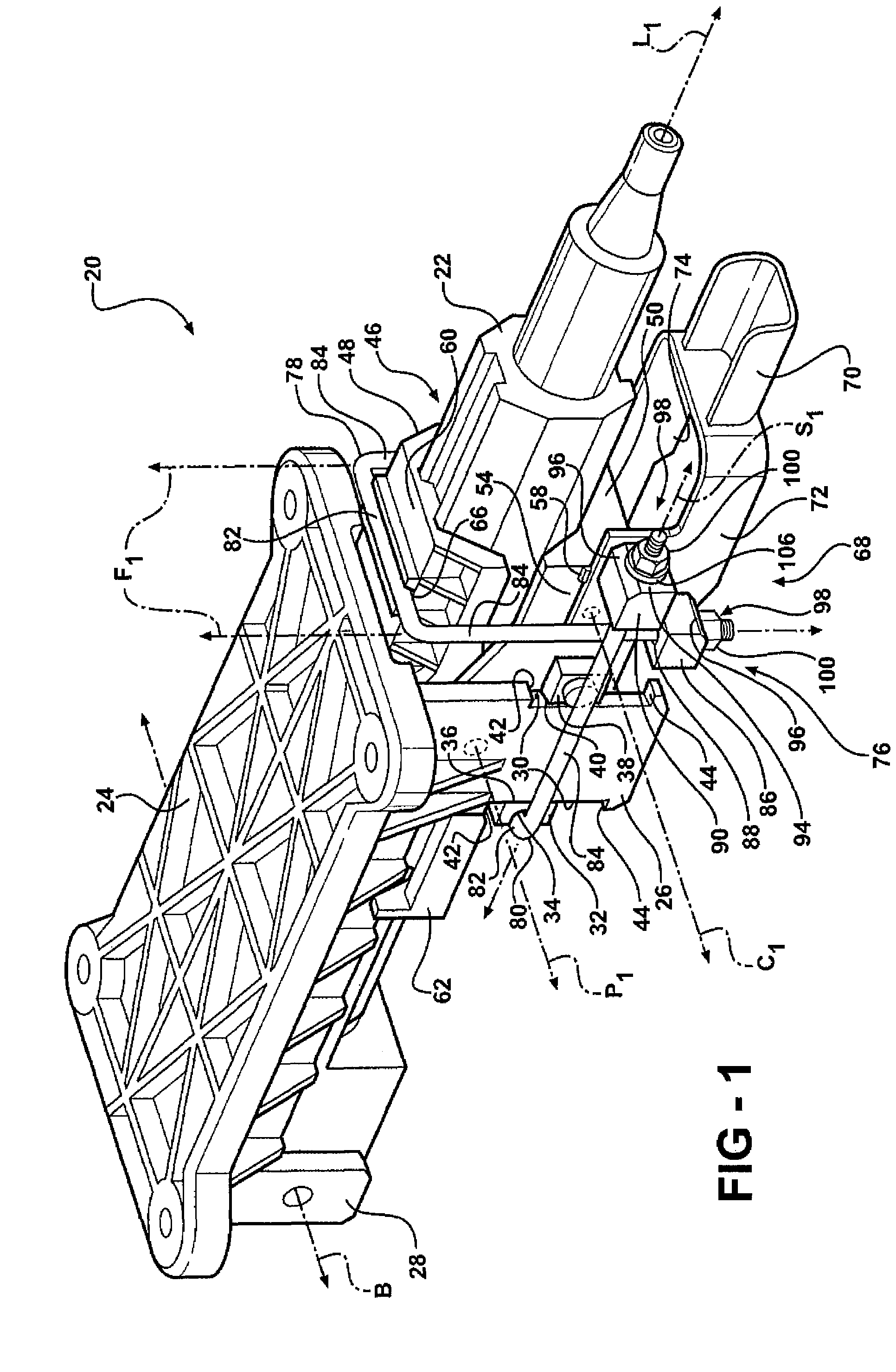 Adjustable steering column assembly for a vehicle