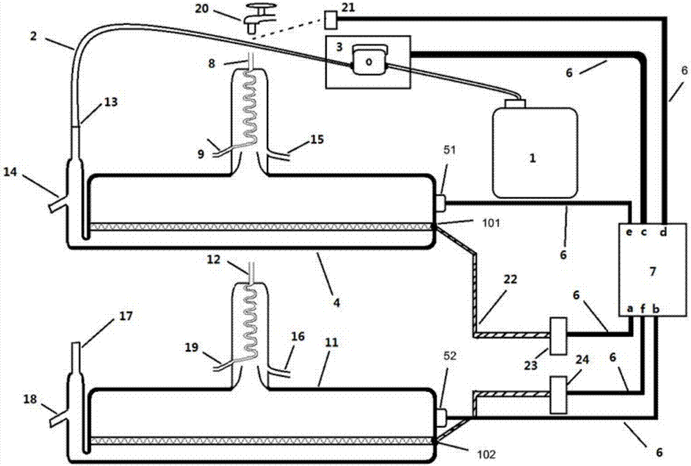 Automatic liquid inlet controlling device used for double distilling equipment and method thereof