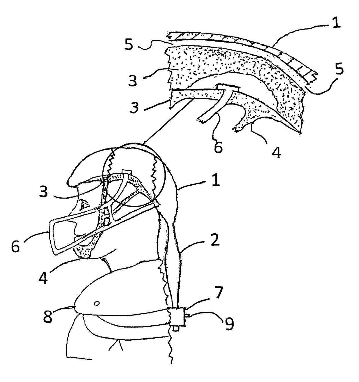 Helmet extension connected to shoulder pad to prevent brain and spine injuries