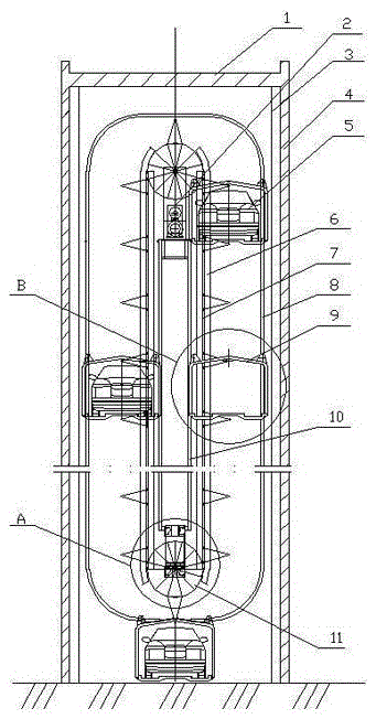Mechanical high-rise vertical circulation three-dimensional parking system
