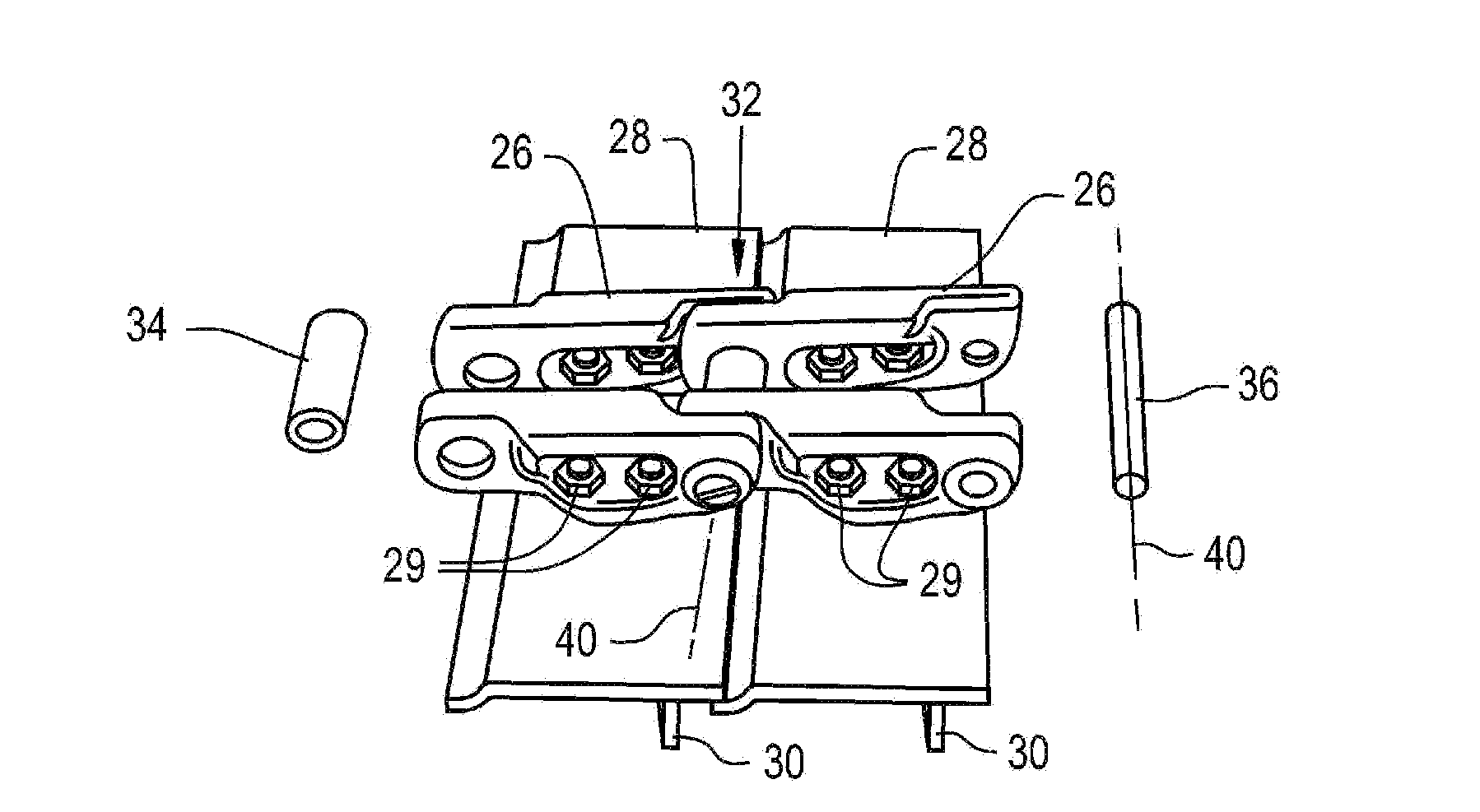 Track chain joint for a crawler type work vehicle
