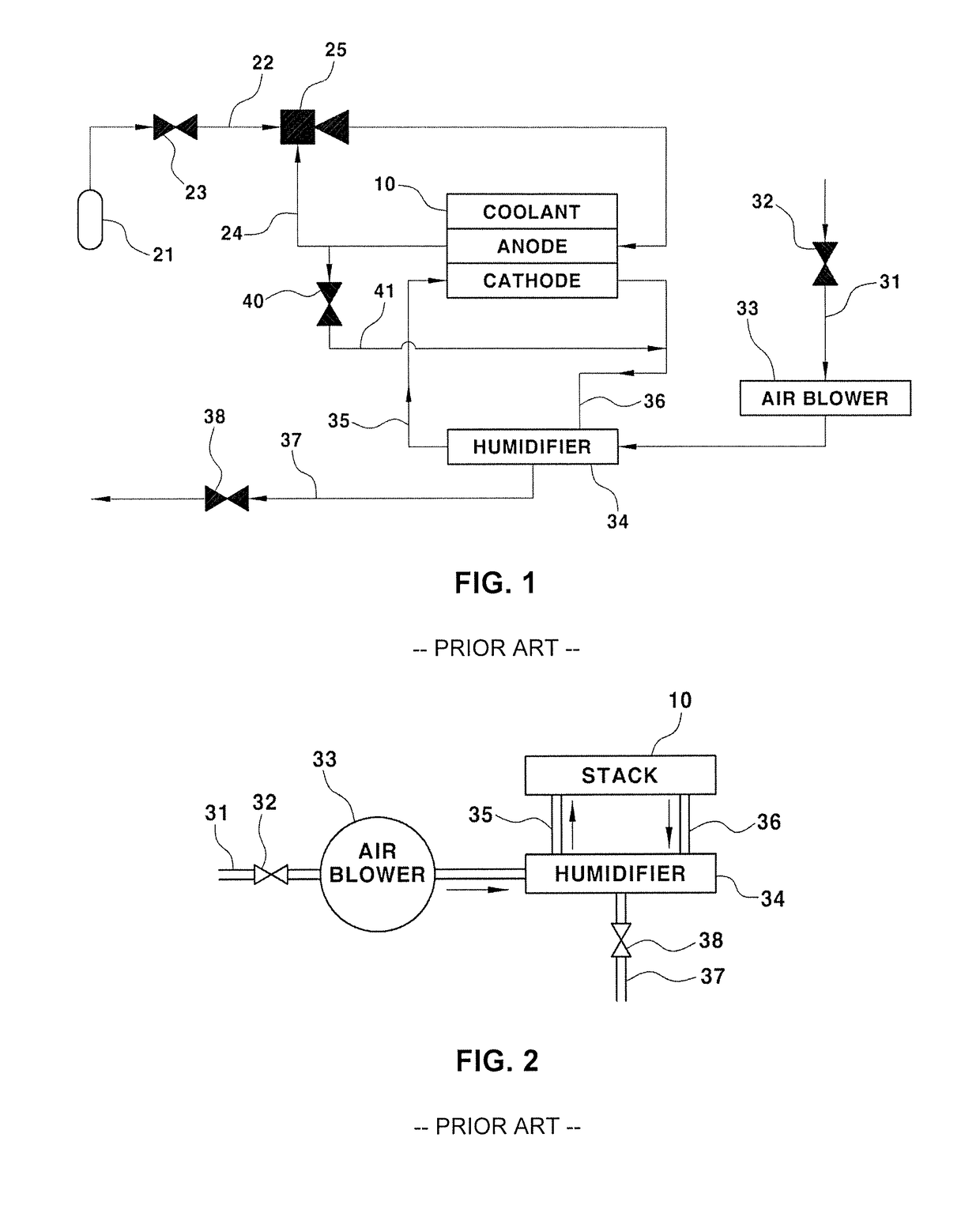Fuel cell system having valve module between fuel cell stack and humidifier