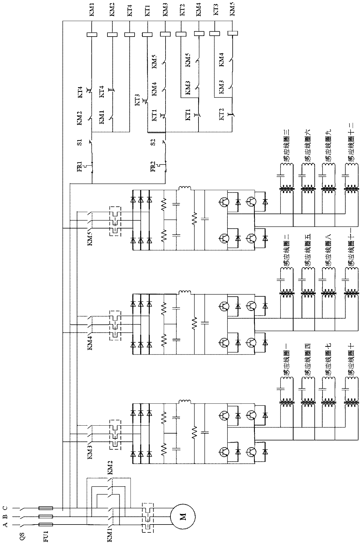 An induction heating device for gear surface quenching and a gear surface quenching method