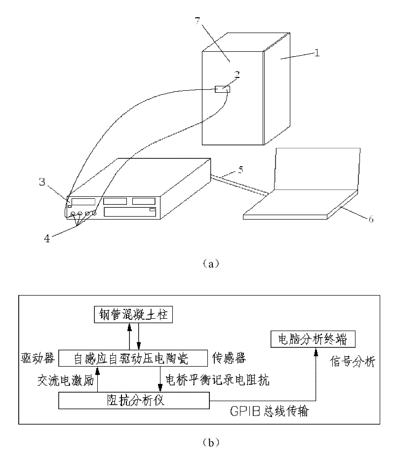 Interfacial debonding monitoring method for steel tube concrete tube wall based on piezoelectric impedance measurement