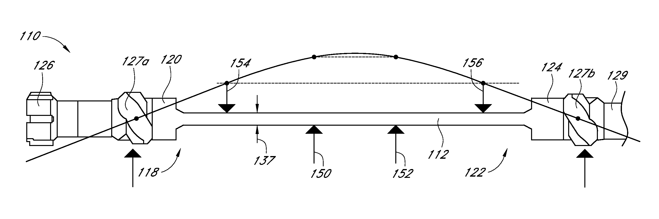 Bending of a shaft of a steerable borehole drilling tool