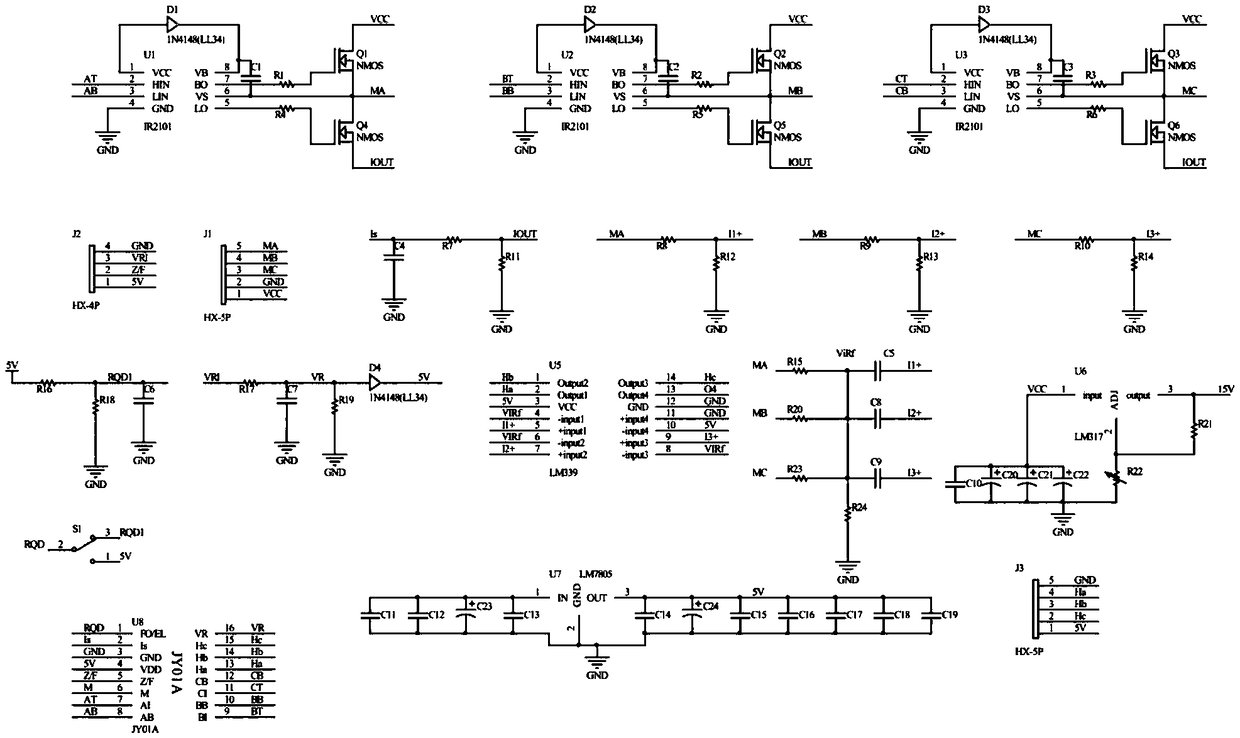 Multi-functional iron-core-free direct-current brushless motor drive circuit