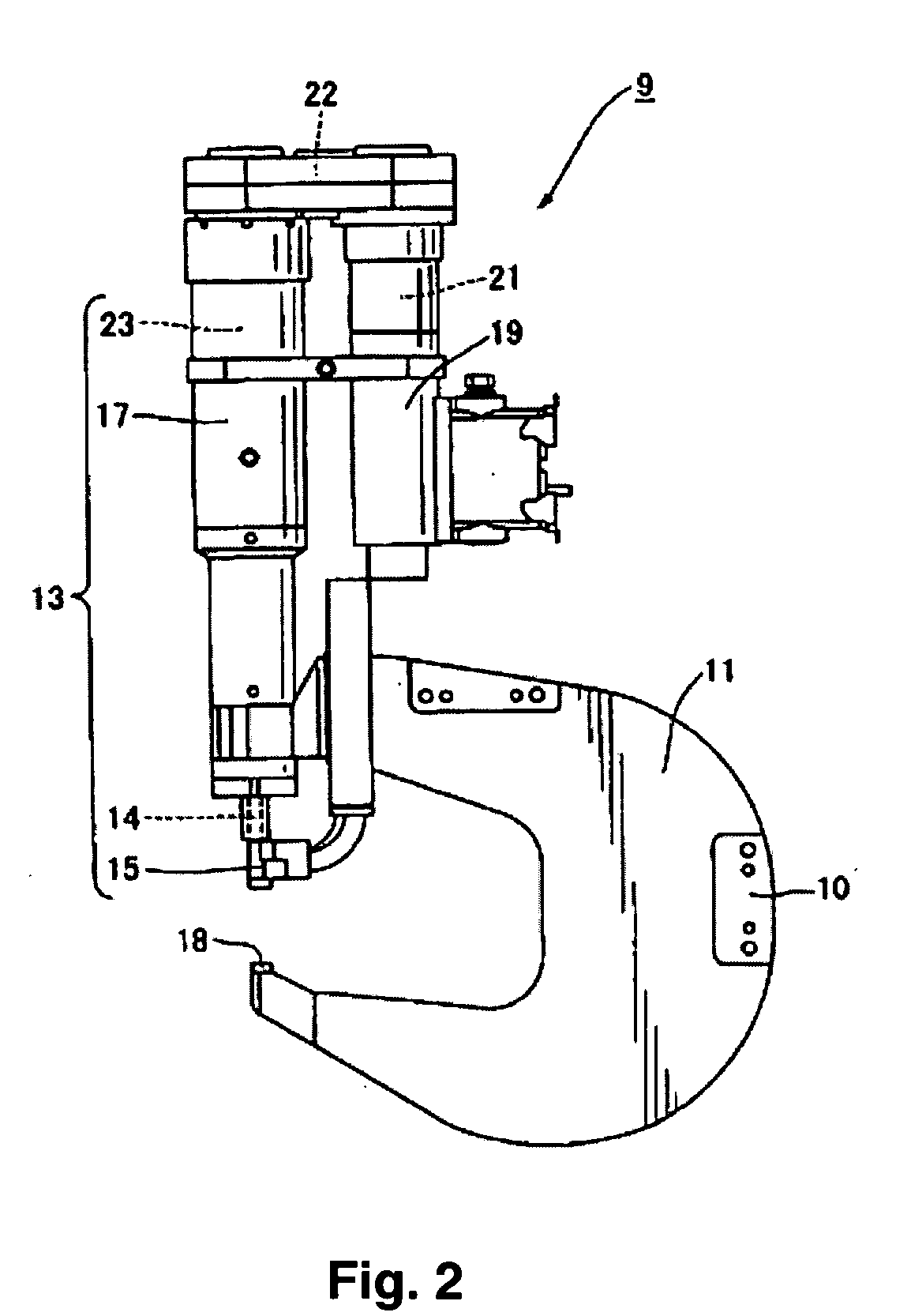 Self-piercing rivet fastening device and die used by the fastening device