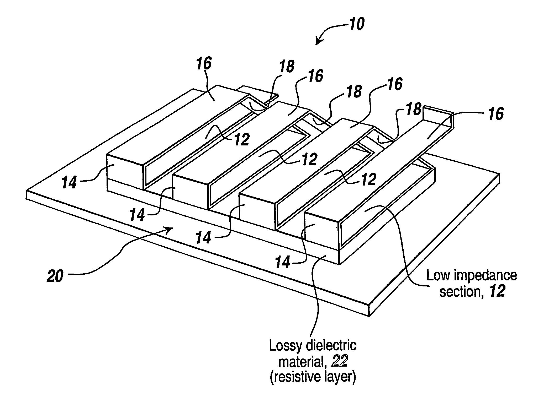 Method and apparatus for limiting VSWR spikes in a compact broadband meander line loaded antenna assembly