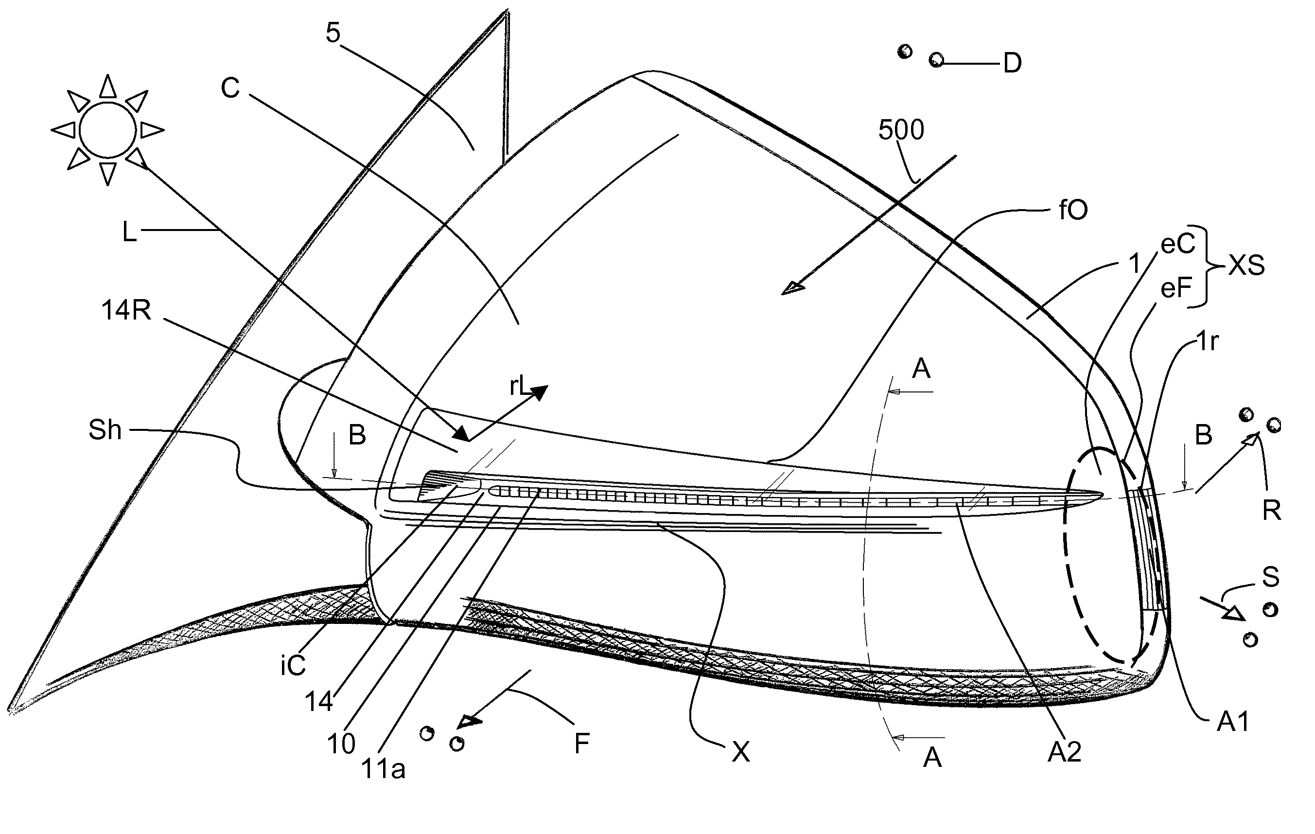 Multi-purpose external rear-view mirror unit for vehicles