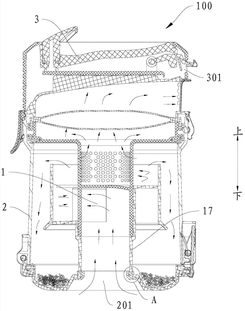 Dust collection device for vacuum cleaners