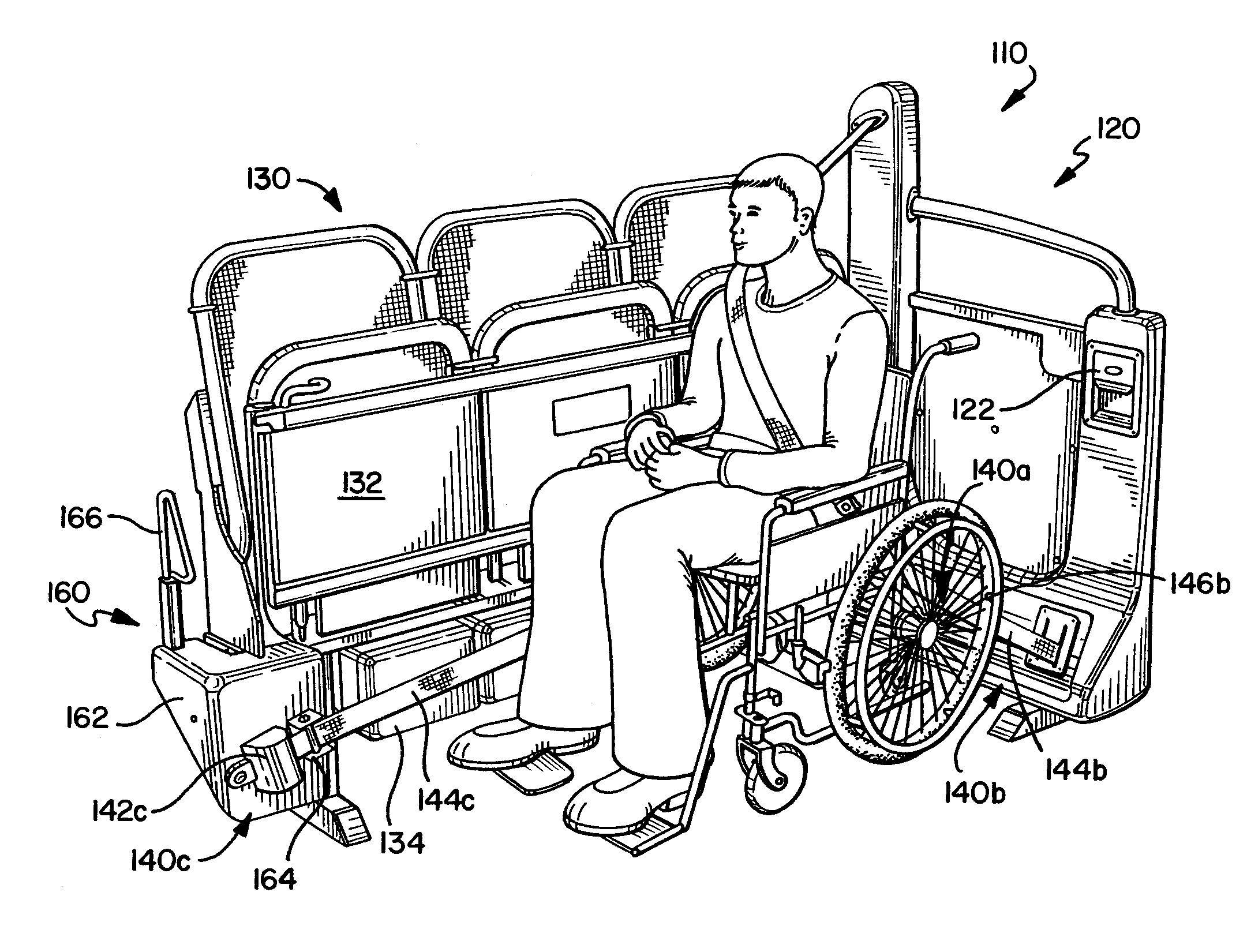 3-point wheelchair passenger securement system