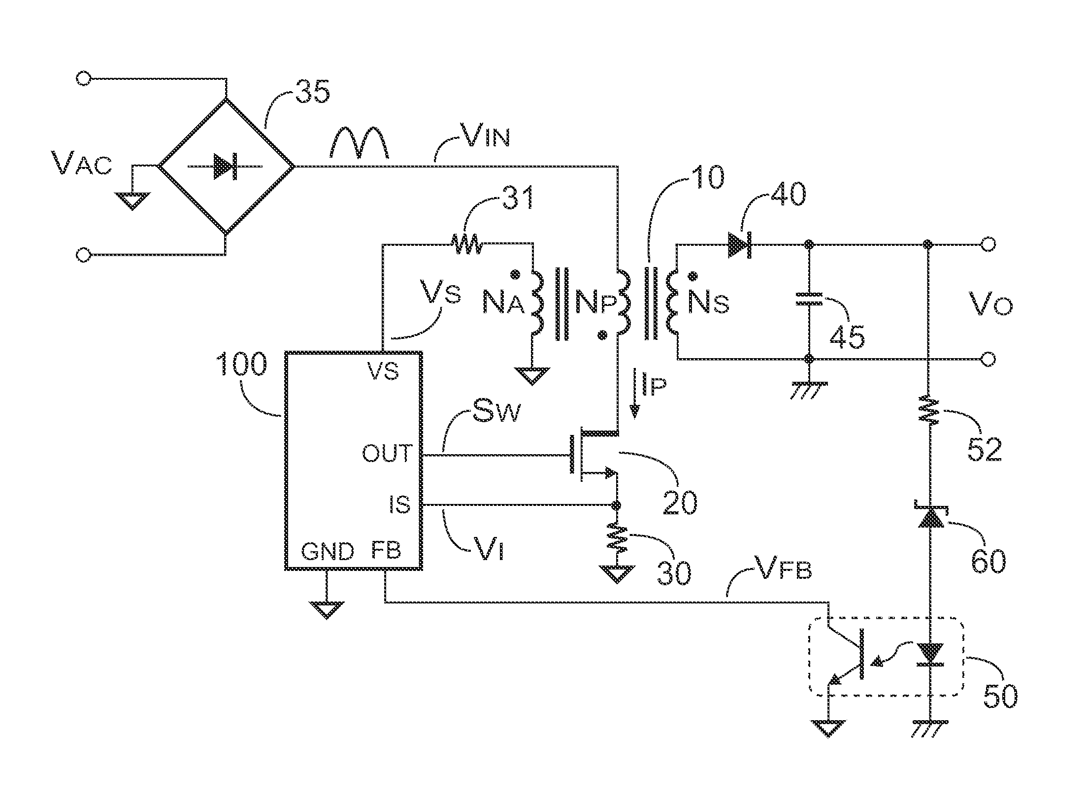 Control Circuit for Offline Power Converter without Input Capacitor