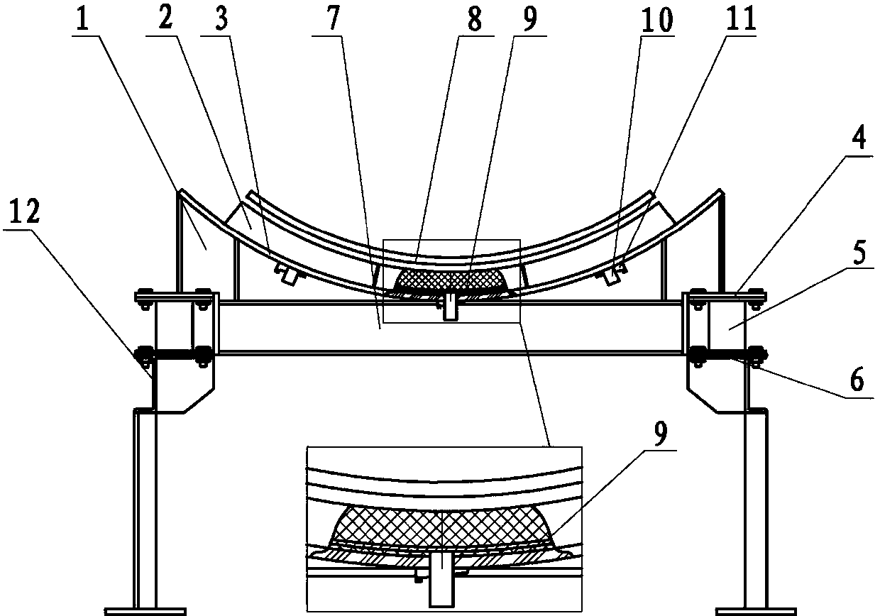 Conveying belt buffering chute capable of bearing large impact