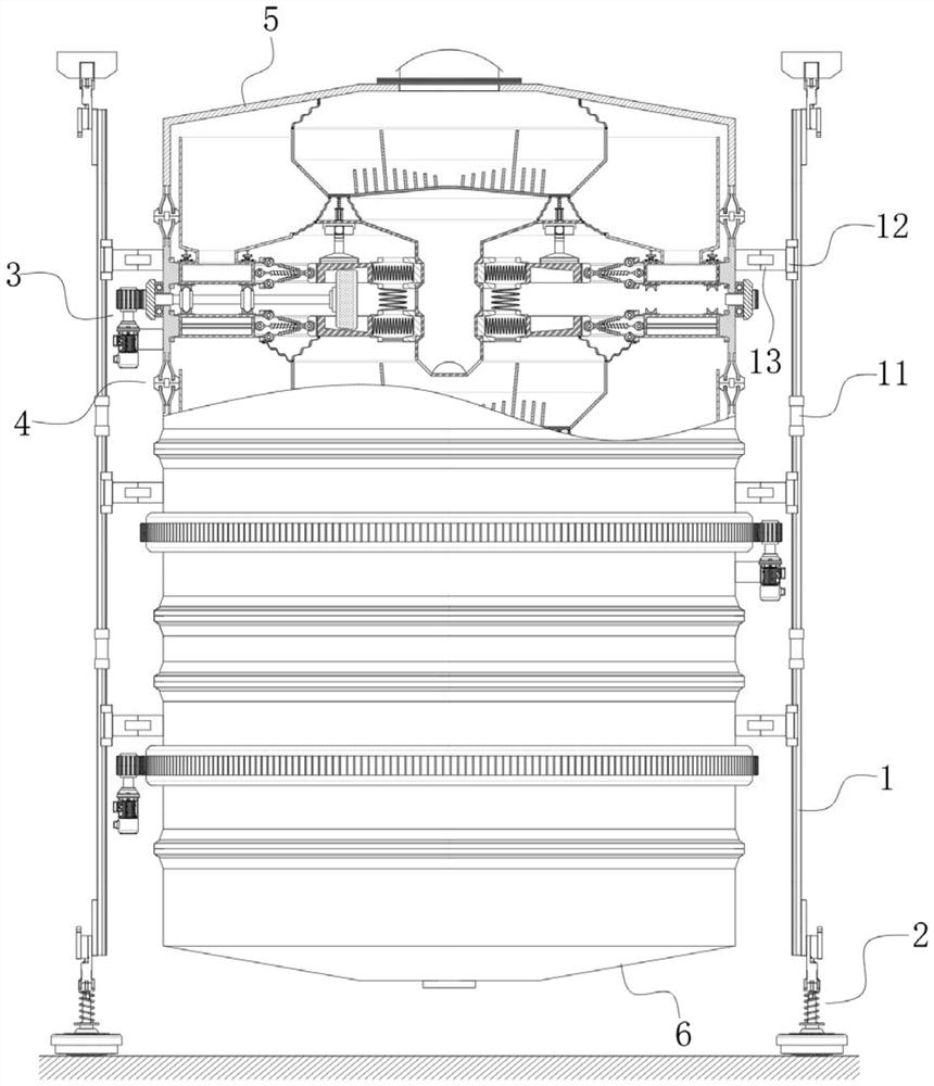 Multi-stage rotary screening and grading device for aluminum alloy powder